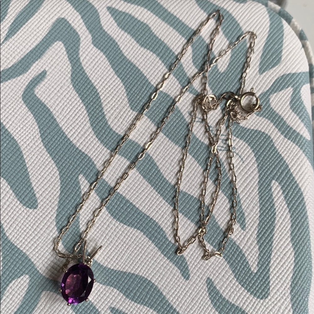 Elegant JTV sterling amethyst Purple Pendant and  Necklace